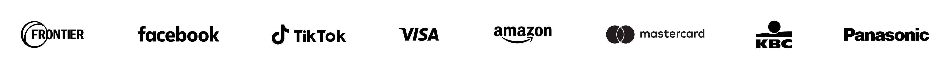 Frontier, Facebook, TikTok, Visa, Amazon, Mastercard, KBC and Panasonic