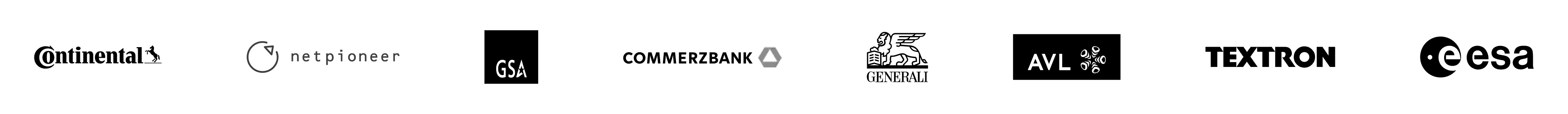 Continental, Netpioneer, GSA, Commerzbank, Kuehne, AVL, Textron and ESA